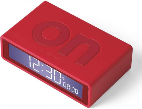 Lexon Flip+ LCD Alarm Clock Rubber Red