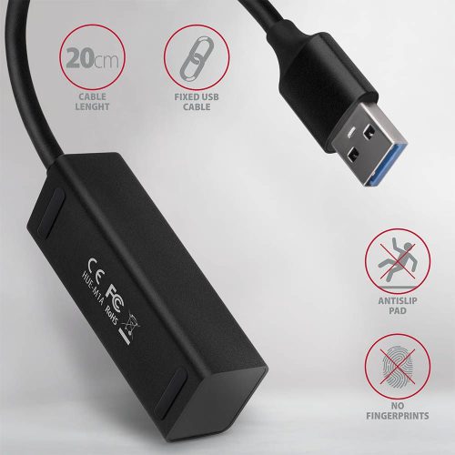 AXAGON HUE-M1A SuperSpeed USB-A Mini Hub 4-Portos USB3.2 HUB Metal black