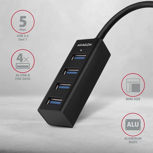 AXAGON HUE-M1C USB3.2 Type-C Hub 4-port metal black