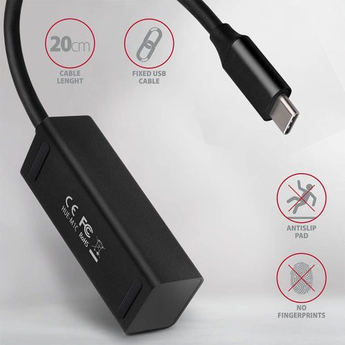 AXAGON HUE-M1C USB3.2 Type-C Hub 4-port metal black