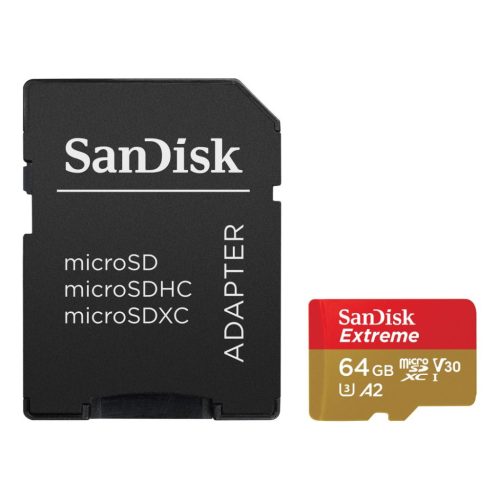 Sandisk 64GB microSDXC Class 10 U3 V30 A2 Extreme + adapterrel