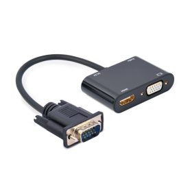  Gembird A-VGA-HDMI-02 VGA to HDMI + VGA adapter cable 0,15m Black