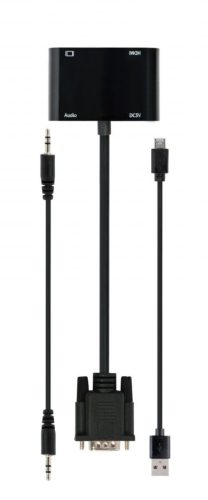 Gembird A-VGA-HDMI-02 VGA to HDMI + VGA adapter cable 0,15m Black
