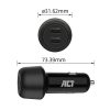 ACT AC2200 2-port USB-C Fast Car Charger 45W with Power Delivery Black