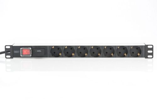 Digitus Aluminum outlet strip with switch 7 safety outlets 2m supply with surge protection