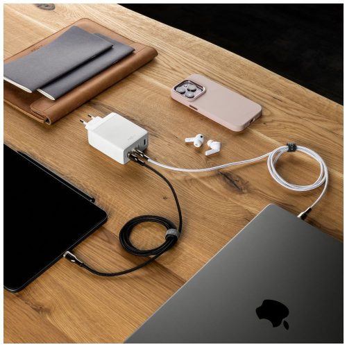 FIXED hálózati töltő 3xUSB-C 1xUSB-A kimenet, GaN technológia,PD 3.0, 100W, fehér