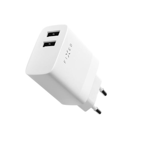 FIXED hálózati töltő, 2*USB-A kimenet, 17W, fehér