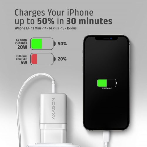 AXAGON ACU-PQ20W PD3.0 & QC4+ Dual Outputs Wall Charger 20W White