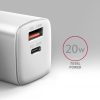 AXAGON ACU-PQ20W PD3.0 & QC4+ Dual Outputs Wall Charger 20W White