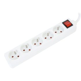   Platinet Omega Hálózati Elosztó Kapcsolóval 5DIN 1,5m White