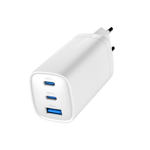 Gembird 3-port 67W GaN USB PowerDelivery fast charger White