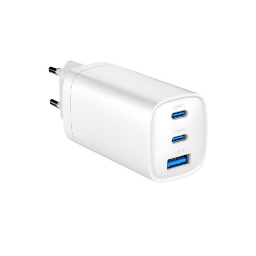 Gembird 3-port 67W GaN USB PowerDelivery fast charger White