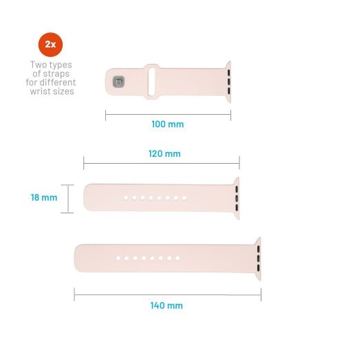 FIXED Sporty szilikon szíj az Apple Watch 42/44/45mm-es okosórákhoz, pink