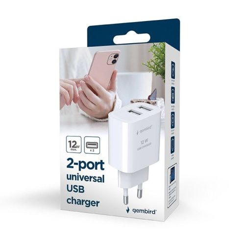 Gembird 2-Port Universal USB Charger Black