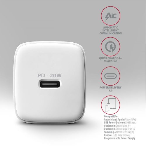 AXAGON ACU-PD20W PD3.0 & QC4+ Wall Charger 20W White