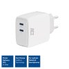 ACT AC2165 USB-C Charger 65W 2-port with Power Delivery PPS and GaNFast White