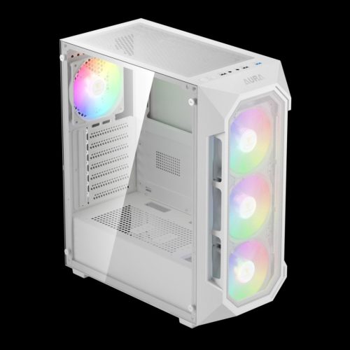 Gamdias Aura GC1 Elite WH ARGB Tempered Glass White
