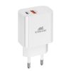 RivaCase RivaPower PS4102 WD5 EU Wall Charger PD20W + QC3.0, USB-A + USB-C with USB-C/Lightning cable White