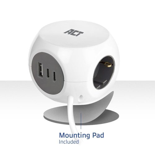 ACT Power Strip Cube F Socket Hálózati Elosztó 3DIN 1,5m White