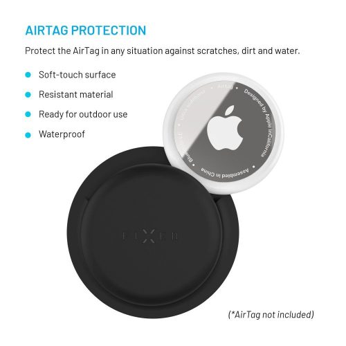 FIXED Silky matricás szilikon tok Apple AirTag-hez dupla csomag fekete