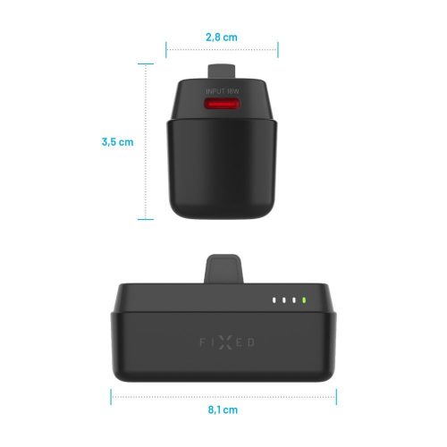 FIXED Zen 5 Plug-in PD 20W 5000mAh PowerBank fekete