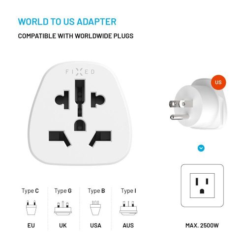 FIXED USA adapter, fehér