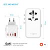 FIXED Voyager utazó adapter 3xUSB-C/1xUSB GaN 120W, fehér
