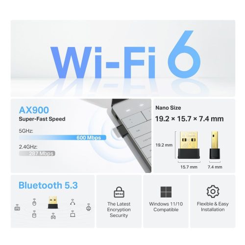 TP-Link Archer TX10UB Nano AX900 Nano Wi-Fi 6 Bluetooth 5.3 USB Adapter