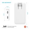 FIXED Slim Traveller 2xUSB-C utazási töltő világadapter GaN 45W, fehér