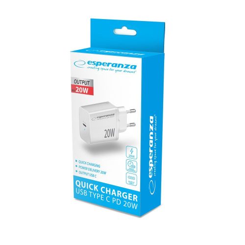 Esperanza EZC104K Quick Power Charger 20W USB-C PD White