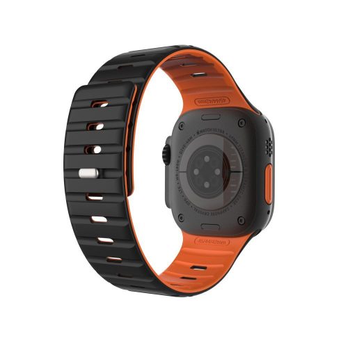 FIXED mágneses szilikon óraszíj Apple Watch 42/44/45/46/49mm-hez, fekete