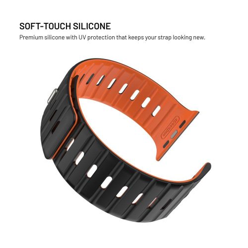 FIXED mágneses szilikon óraszíj Apple Watch 42/44/45/46/49mm-hez, fekete