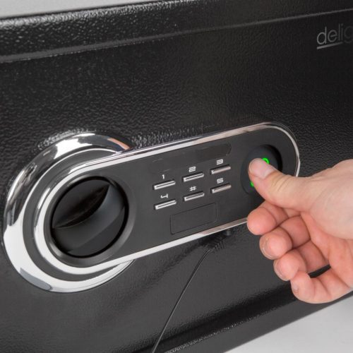 Delight Digitális széf ujjlenyomat olvasóval és gombsorral - 352x250x250mm