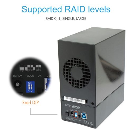 Raidsonic IcyBox IB-RD3621-U3 RAID enclosure for 2x HDD with USB 3.0 Type-A interface and fan