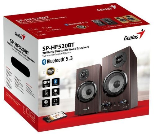 Genius SP-HF520BT Bluetooth Speaker Dark Wood
