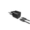 FIXED Mini hálózati töltőkészlet USB-C kimenettel és USB-C/Lightning kábellel 20W 1m, fekete