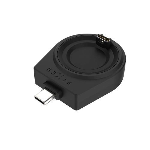 FIXED USB-C töltőadapter Garmin Fenix ​​5/6/7/7X/8, Epix, Venu 2/3/3S, Vívoactive 3/4/5 készülékekhez, fekete