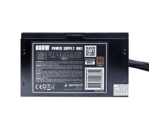 Gembird 600W 80+ Bronze CCC-PSU80P-BBP-600