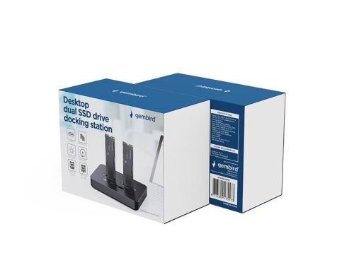 Gembird DD2-U3M2 Desktop dual drive USB Type-C M.2 NVME (and SATA) SSD docking station Black