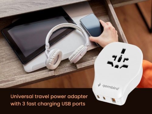 Gembird Universal travel power adapter 20W White