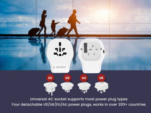 Gembird Universal travel power adapter 20W White