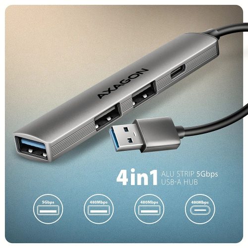 AXAGON HUE-STA ALU STRIP USB-A 4 port hub
