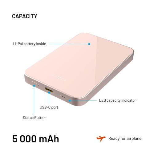 FIXED MagZen 5 Qi2 külső akkumlátor 5000 mAh, rózsaszín