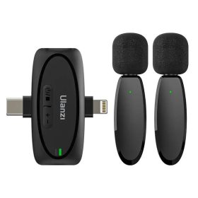   Ulanzi A020GBB1 V6 3-in-1 2db vezeték nélküli lavalier mikrofon lighting usb-c 3.5mm jack Black
