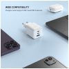 FIXED Mini 2x USB-C, USB-A GaN töltő adapter 65W, fehér