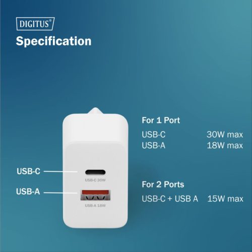 Digitus DA-10301 30W USB GaN Charger White