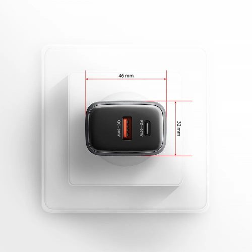 AXAGON ACU-PQ67 PD3.0 & QC4+ 2xOUTPUTS wall charger 67W Black