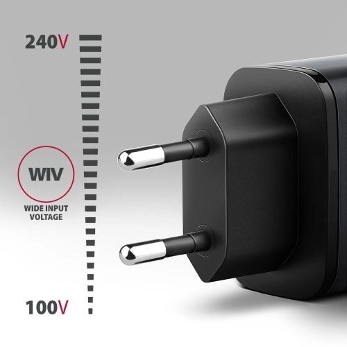 AXAGON ACU-PQ67D PD3.0 & QC4+ 2xOUTPUTS LCD display wall charger 67W Black