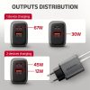 AXAGON ACU-PQ67D PD3.0 & QC4+ 2xOUTPUTS LCD display wall charger 67W Black