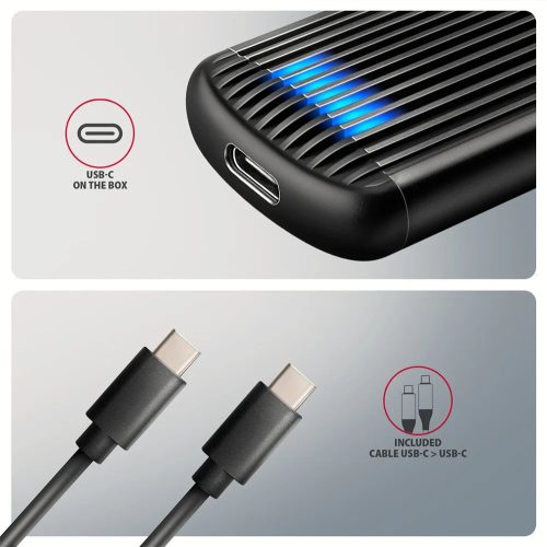 AXAGON EEM2-SC USB-C 10Gbps M.2 NVMe SSD RIBBED Box
